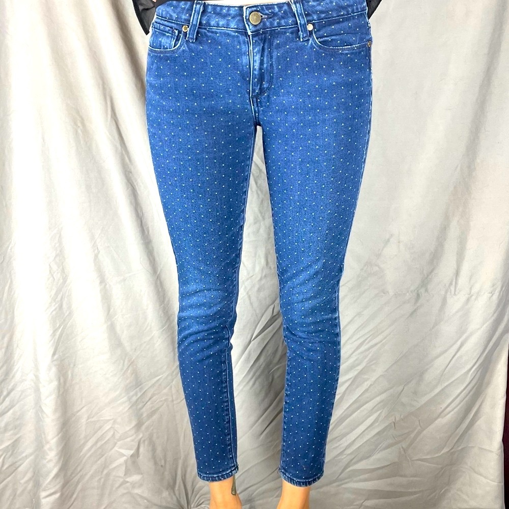 Paige Verdugo Skinny Ankle Crop Jeans Pin Dot Sz27